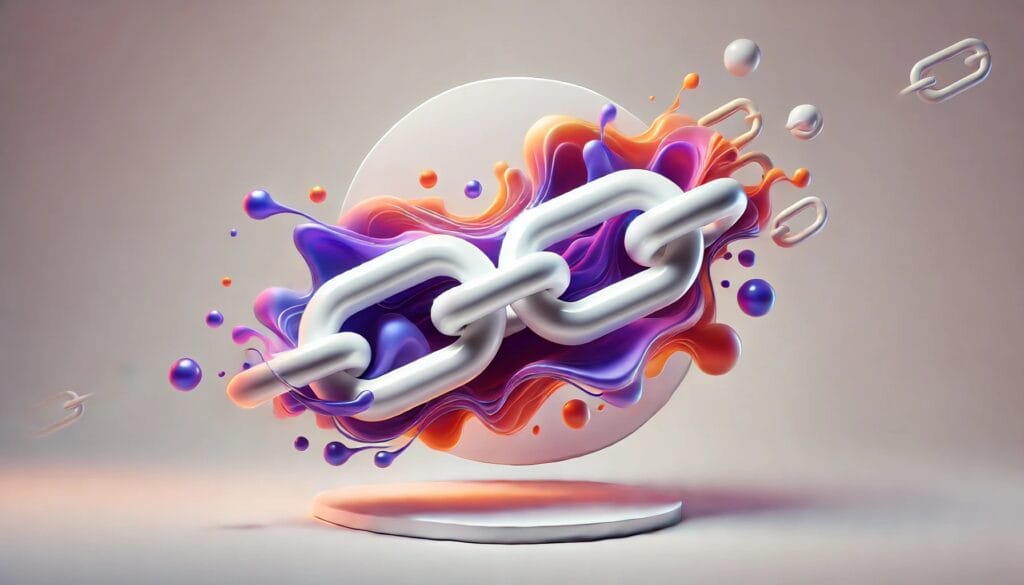 smooth white chain links with fluid purple and orange link juice